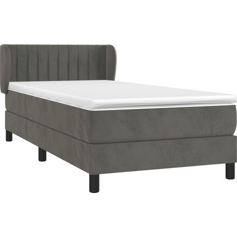 vidaXL Sommier à lattes de lit et matelas Gris foncé 90x200 cm Velours