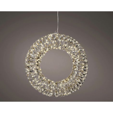 Lumineo LED Kranz mit Timer Kunststoff Ø 38 cm warmweiß gold Dekofigur