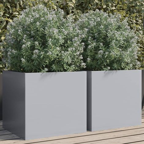 Jardinières 2 pcs argenté 42x40x39 acier galvanisé (1/5)