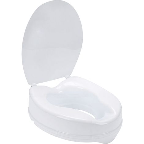 Rehausseur de siège de toilette avec couvercle – Hauteur 5 cm, système de verrouillage latéral, pour personnes âgées, femmes enceintes et handicapés, compatible cuvette ovale (1/5)