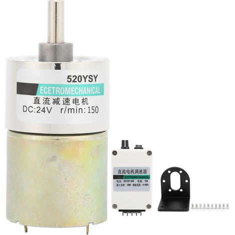 Moteur électrique à courant continu 24V 150tr/min avec support de régulateur de vitesse réglable sens horaire/antihoraire pour équipement industriel (1/5)