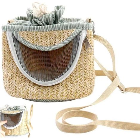 1 Sac de transport pour oiseaux, en paille et flanelle, avec sangle réglable, pour perroquets et petits animaux