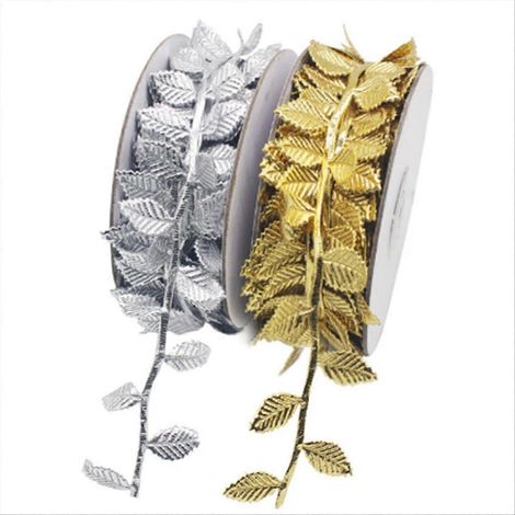 10 Meter lange goldene Girlande, goldene Blätter für den Weihnachtsbaum, festliche Dekoration für drinnen und draußen, 10 Meter lange Glitzergirlande, eleganter Partyschmuck (1/5)
