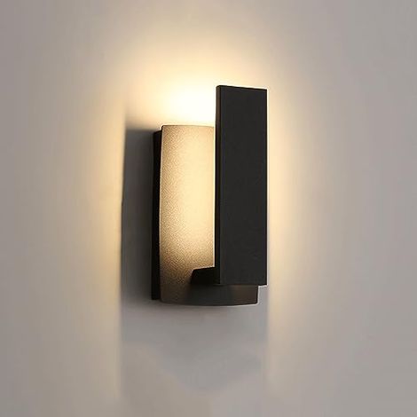 AUTRUCKER Applique murale LED moderne pour cage d'escalier/couloir, applique minimaliste en aluminium noir, étanche, lumière chaude, 11 x 22,5 cm (1/5)