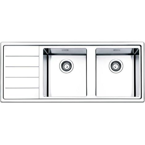 Apell LNP1162ILBC Linear Plus Lavello Semifilo 2 Vasche con Gocciolatoio Sinistro Acciaio Inox Spazzolato (117x51x22 cm) colore Acciaio inox spazzolato