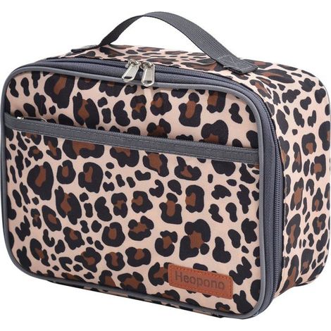 BelleRise - Mini boîte à lunch pour enfants, sac à lunch isotherme réutilisable, sac de rangement pour repas avec doublure imperméable (Léopard) (1/5)