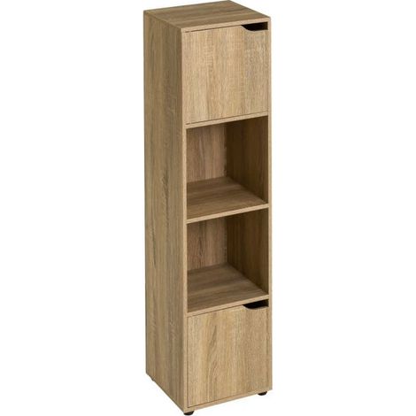 Étagère colonne 2 casiers et 2 placards en bois MDF – Dimensions 30x29x119cm – Pour rangement optimisé dans espaces réduits – Lolahome