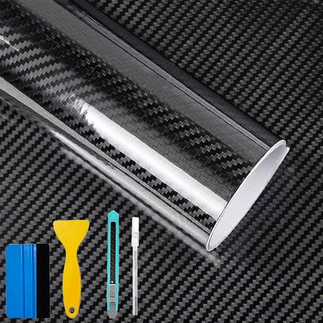 6D Carbon Folie Schwarz 300x30cm mit Werkzeug (1/5)