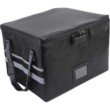 Caisse de rangement ignifuge 39,5x31x25,5cm grande capacité étanche fermeture éclair double sens poignée robuste classeur bureau camping (1/5)
