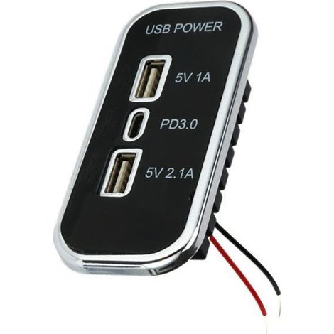 Jeffergarden Adaptateur rapide double USB et PD pour prise de charge de voiture pour camions, camping-cars et bateaux 12-24 V