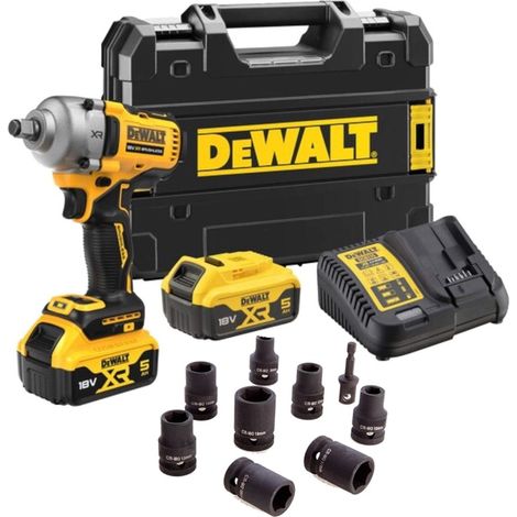 Dewalt 18v XR DCF891P2 Brushless 1/2 Torque Wrench + 2x 5ah Battery + Socket Set (1/5)