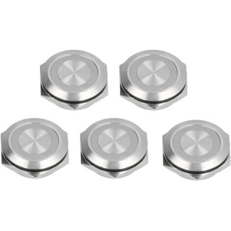 5 Interrupteurs Momentanés Bouton-Poussoir Métalliques Auto-Réinitialisation Étanches LED 25mm DC3-6V Jaune (1/5)