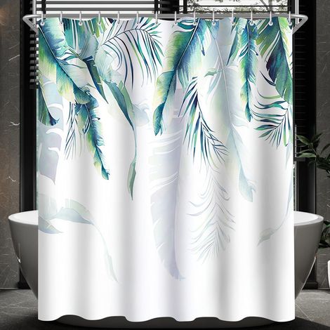 Duschvorhang 120x200 cm Grün Blätter Pflanze Polyester Textil Waschbar 1er Pack (1/5)
