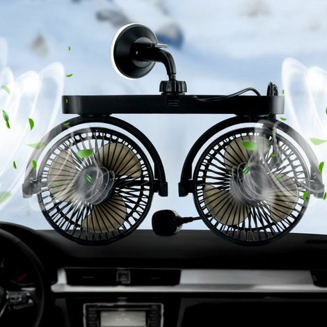 Ventilateur de voiture à double tête rotative, vitesse réglable, 5 pales, refroidisseur d'air automatique pour auto (1/5)
