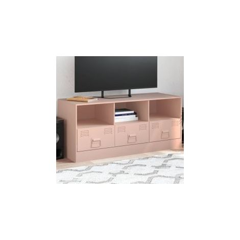 Meuble TV rose 99x39x44 acier (1/5)