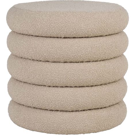 Brooklyn Pouf bouclé Aufbewahrung Ø44cm beige.