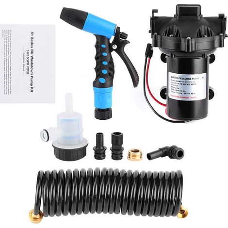 12V 5.0 GPM 70 PSI Marine High Pressure Pump, with Hose, Spray Nozzle, Self-Priming up to 6 ft, for Saltwater, Fishing Boat, Deck, Dock (1/5)