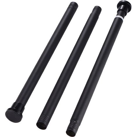 Schwarze, 80–145 cm lange, bohrfreie, einziehbare Gardinenstange (25 mm) (1/5)