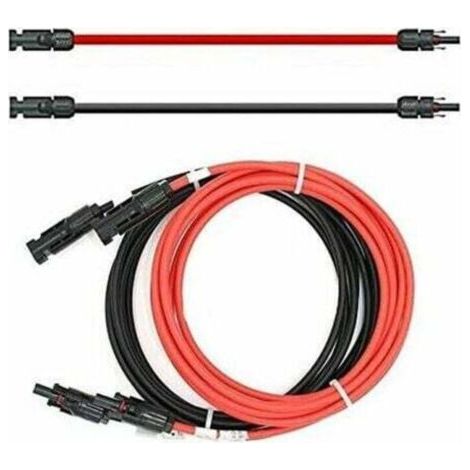 Câble de rallonge - Des deux côtés - Câble solaire - Rouge/noir - 6 mm² - Avec connecteur solaire monté - 1 à 50 m (2 x 5 m) (1/3)