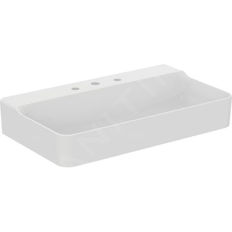 Ideal Standard Conca Ceram - Lavabo à poser 800x450 mm, sans trop-plein, 3 trous pour robinet, blanc T383001 (1/4)