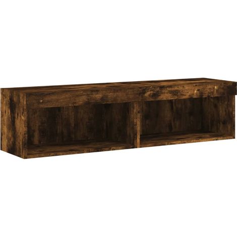 Mueble TV multimedia Estantería TV Aparador TV Comedor Salón Dormitorio con luces LED 2 piezas Roble ahumado 60 x 30 x 30 cm Marrón 020028868 (1/5)