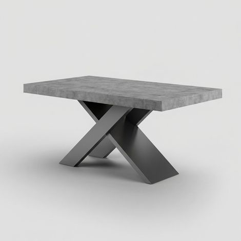 Tavolo allungabile design 12 posti 160/260x90 base antracite Roma - Grigio Scuro