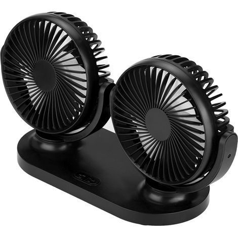 Doppelter USB-12V-Autolüfter, Schwarz, Tragbare Auto-Klimaanlage, Luftzirkulationskühler (1/5)