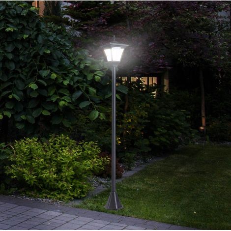 Lanterna solare da giardino LED nera 15 x 15 x 120 cm OKMYHOME (1/5)