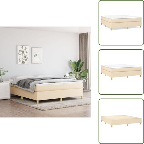 Boxspringbett mit Matratze Creme 160x200 cm Stoff - Boxspringbett - Doppelbett - Cremefarbenes Bett - Bettenrahmen - Matratze