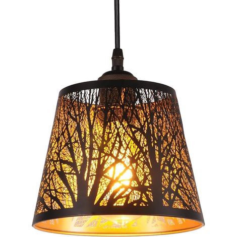 E27 Intérieur Suspensions Luminaires Noir Metal Vintage Plafonnier Eclairage Antique Pendentif Lumiere Couvercle Lustre ampoule (1/5)