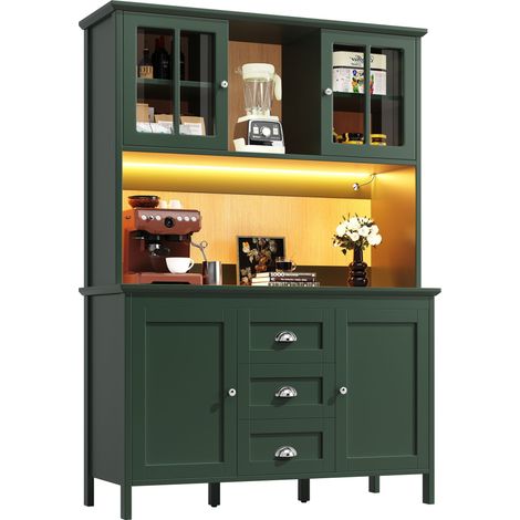 ELVMI Küchenschrank mit Türen, Schubladen und Verstellbaren Einlegeböden, LED, für Küche, aus MDF, 120×40×179 cm, Grün (1/5)