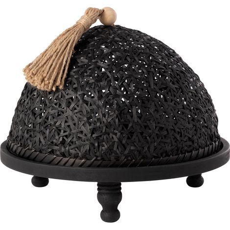 Cloche Alimentaire Avec Plateau "Bois" 30cm Noir (1/3)