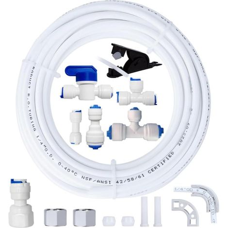 Kit de raccordement universel pour conduite d'alimentation en eau, 1/4" (6,35 mm), raccord de filtre à eau RO, lot de 16 (10 m) (1/5)