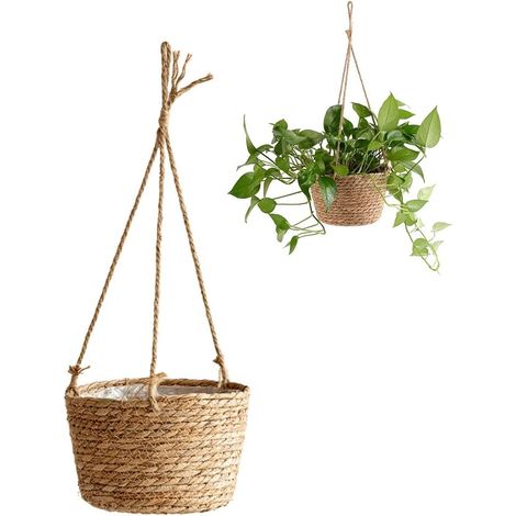 Panier de Jardinière Suspendu, Pot de Fleurs à Suspendre en Corde de Jute, Suspension de Pot de Fleurs, Flowerpot De Fleurs Tissé Intérieur Extérieur, pour Jardin, Balcon, Maison Salon (1/5)
