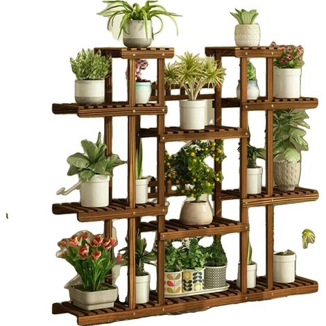 Support de Plantes, Design à 11 Niveaux, Construction Solide, MARRON (1/2)