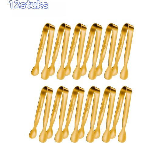 12 pièces pince à glace pince à glaçons pince à glace en acier inoxydable 304 pince à glaçons et morceaux de sucre pour cocktails et boissons accessoires de bar pince alimentaire couleur or (1/5)