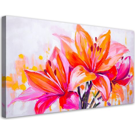 Wandbild für das Schlafzimmer Lilienblumen Aquarell 100x50 cm