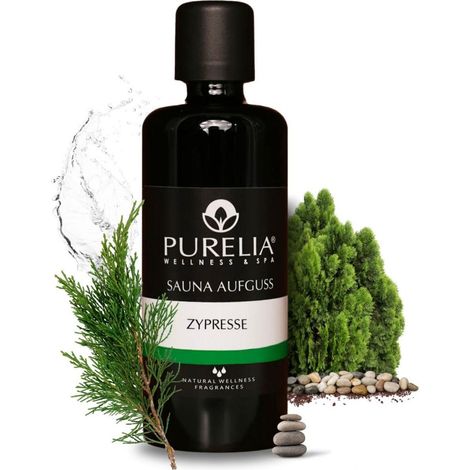 PURELIA Saunaaufguss Konzentrat Zypresse 100 ml natürlicher Sauna-aufguss - reine ätherische Öle (1/5)