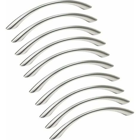 Set mit 10 Möbelgriffen aus Edelstahl für Küchenmöbel – Türgriff aus gebürstetem Nickel, Küchengriff aus Edelstahl, Mittenabstand 128 mm, Silber
