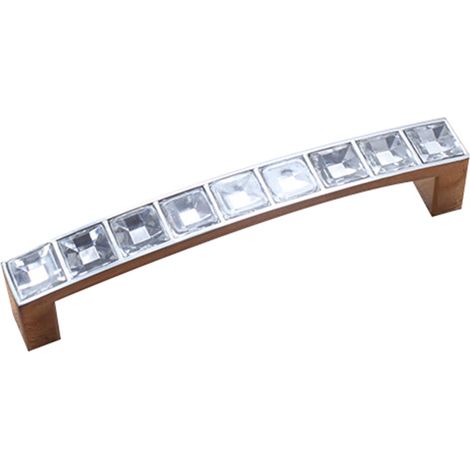 Shiny Crystal Glass Door Knob Drawer Cupboard Wardrobe Furniture Pull Handle (Chrome 96mm) (1/2)