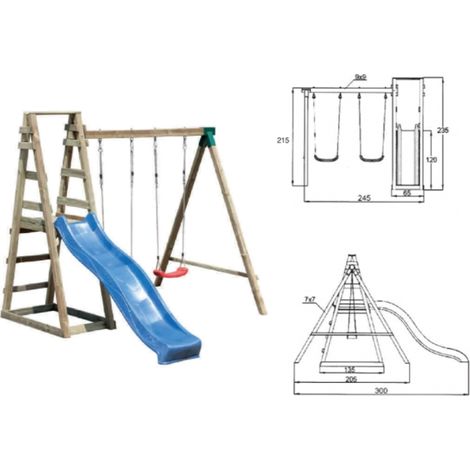 Altalena doppia con scivolo 245x300xH235cm
