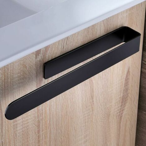 Alovez - Porte Serviette Salle de Bain Noir Barre de Serviette en Acier Inoxydable Porte-Serviette Adhesif, 37cm (1/5)