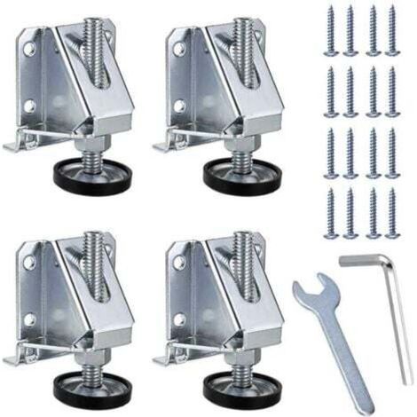 (Argent)Lot de 4 pieds de nivellement réglables pour meubles M10 pour tables, étagères, armoires, établi avec écrous de verrouillage