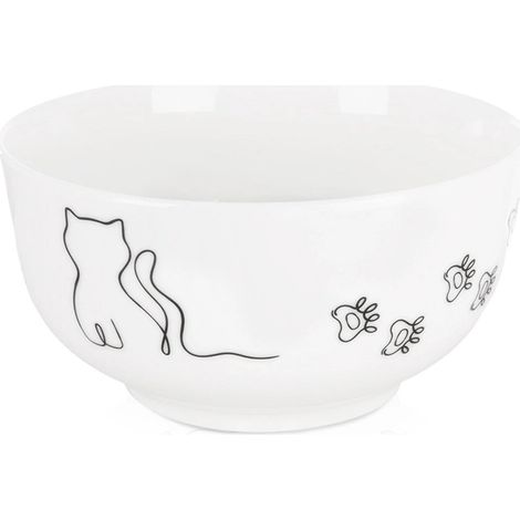 Porcelain Cat Bowl, 13 cm, 550 ml, Dishwasher Safe (1/5)