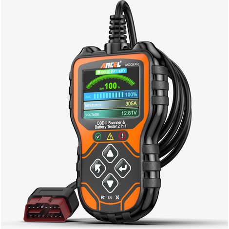 Lecteur code OBD2 ANCEL AS200PRO 2 en 1 scanner moteur + testeur batterie 12V, lecture effacement défaut, données temps réel, mesure CCA tension batterie plage de travail -20°C à 60°C pour voiture ess (1/5)