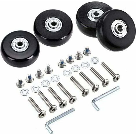 4Pcs Roues de rechange pour bagages - 50x18mm - Roulettes pivotantes en caoutchouc - Kits de réparation - Noir (1/4)