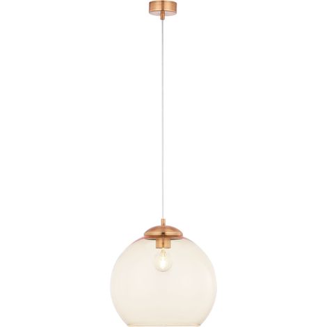 Lampada sospensione rame, vetro ambra, 1xE27 ASTI Jupiter