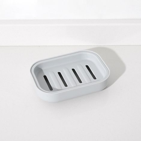 Lot de 2 porte-savons, porte-savon, boîtes à savon portables, antidérapantes, sèches, adaptées pour la salle de bain,la cuisine, nettoyage facile gris (1/5)