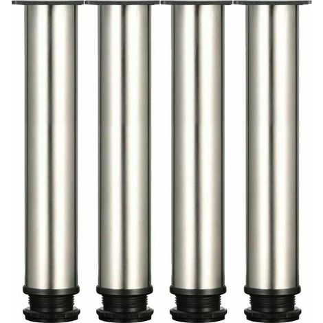 verstellbare Füße, 300 mm Höhe, verstärkte Schrankfüße, Tischfüße, Möbelfüße, gebürsteter Edelstahl, höhenverstellbar von 0 bis 15 mm. Inklusive Edelstahlschrauben. (1/5)
