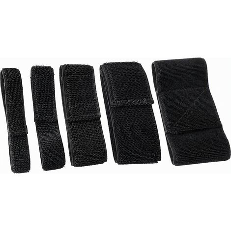 Bande velcro élastique auto-agrippante 2,5 cm x 1,2 m, noire, sangle réutilisable, maintien de la taille et rangement (1/4)